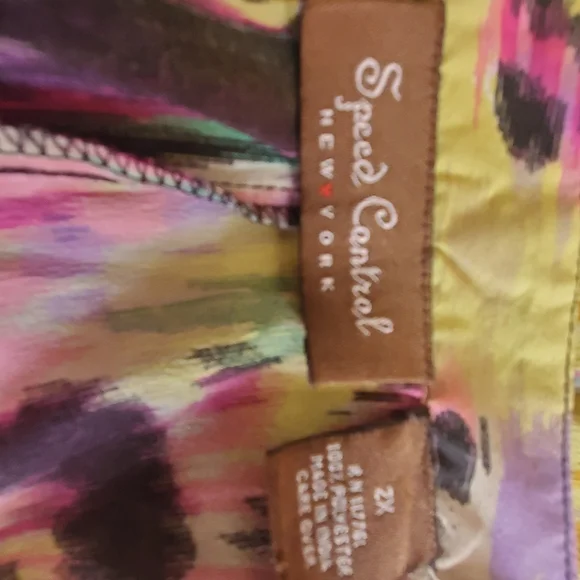 Speed Control Size 2X, Cap sleeve, tie back, bold print midi dress - Picture 3 of 9